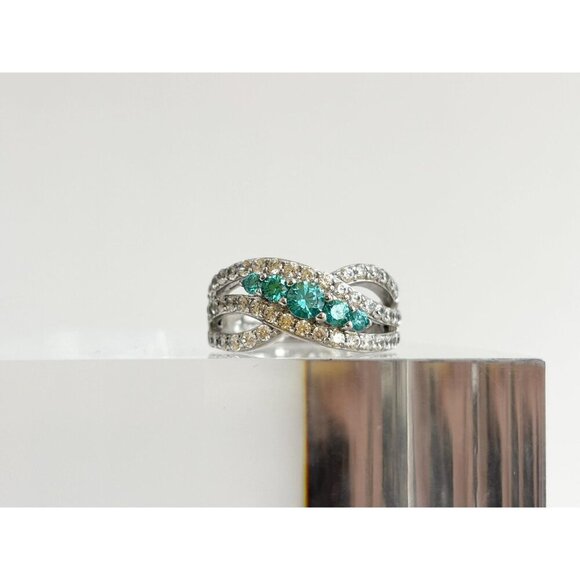 Light Blue Topaz Tapered Gemstone 925 Sterling Silver Vintage Ring - sz 5 - Picture 10 of 10